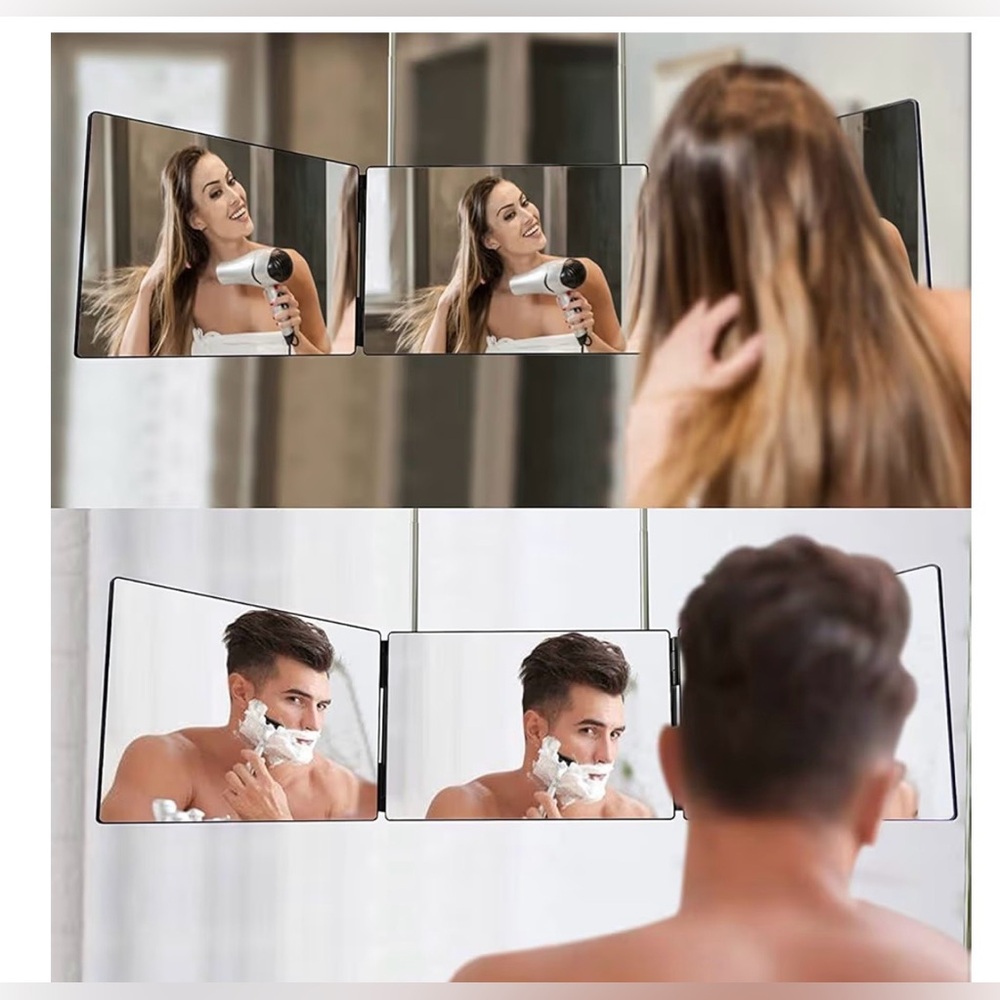 Tri-Fold Vanity Mirror with Magnifying Attachment - Picture 4 of 8